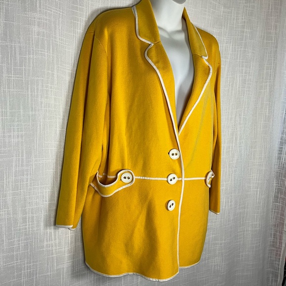 Jones New York Blazer Size 3X Yellow with White Accents - Picture 3 of 7